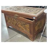 Vtg Asian wood-carved trunk, needs some TLC,