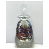 Signed Handblown Art Glass Perfume Bottle 5.5in