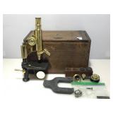 Antique W & H Seibert Wetzlar Brass Microscope in