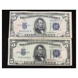 2-silver Certificates $5 Notes