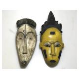 2 Tribal masks, wood carved & painted