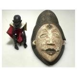 Tribal mask wood carved & painted & wooden carved