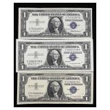 3 Crisp Like New Silver Certificates $1 Notes