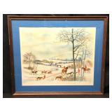 Signed LE Foxhunting Lithograph on Paper w/