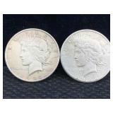2-silver Peace Dollars