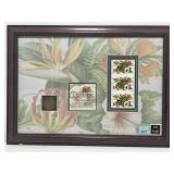 Tropical flowers stamps, framed art, 1st Day