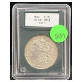 1888 Silver Morgan Dollar Cased Graded