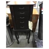 Dark brown jewelry stand, approx 13x9x25in