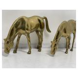 2 Vtg Brass Horses 5x9 in