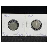 2-1867 Silver 3 Cent Us Coinage