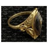 14k Gold Ring Diamonds Blk Coral 2.9g Sz 7
