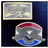2 Vtg Belt Buckles. Harley Davidson & Union