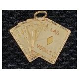 14k Gold Charm Vegas Royal Flush 1.8g