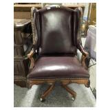 Vintage leather and wood hobnailed rolling
