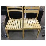 2-Matching blonde wood chairs, some sun damage,
