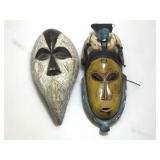 2 Tribal masks, wood carved & painted