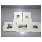 5 David Olson Signed LE Colored Etchings on