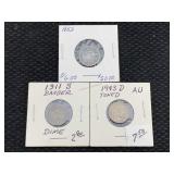 3 Silver Dimes Rare Types