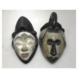 2 Tribal masks wood carved & painted