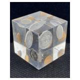 1966 Us Coinage Paper Weight In Lucite