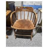 Vintage wooden barrel style chair -30in tall