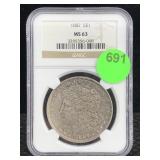 1887 Silver Morgan Dollar Ms63