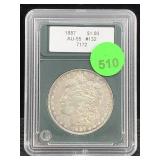 1887 Silver Morgan Dollar Cased Graded