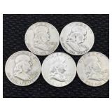 5-silver Half Dollars 90% Silver