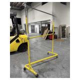 Double rod yellow industrial garment rack -