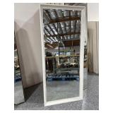 Large white framed beveled dressing mirror - 30in