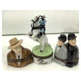 3 PHB trinket boxes, Laurel/Hardy, Bogart & Lone