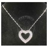 Sterling Silver Necklace Heart And Cz Stones