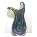 Heavy Art Glass Galaxy Vase. 16in H 16lbs.