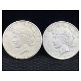 2-silver Peace Dollars