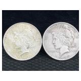 2-silver Peace Dollars