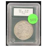 1887 Silver Morgan Dollar Cased Graded