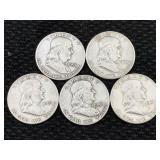 5-silver Half Dollars 90% Silver