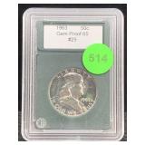 1963 Silver Franklin Half Dollar Proof Cased