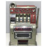 Las Vegas Novelty Metal Slot Machine 11in H. No