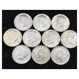 10-silver 40% Half Dollars