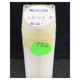 1959 P Silver Quarters Sealed Ms 63 Roll