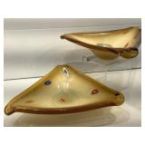 2 Murano Lavorazione Arte Glass Ashtray Bowl