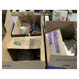 Collection of home decor/kitchen items, including