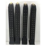 4 Extended 9mm Magazines w/120+ Rounds 9mm Ammo -