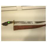 Hand made large knife with sheath made in