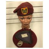 Pair of berets with military pins - paratrooper