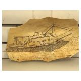 Alaskan drawing on tanned sealskin - signed R.