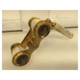 Brass opera glasses with MOP inlay and handle