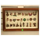 Shadowboxed collection of Hard Rock Hotel pins