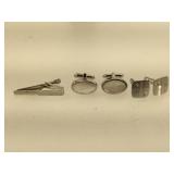 2 pairs of sterling silver cufflinks and Sterling